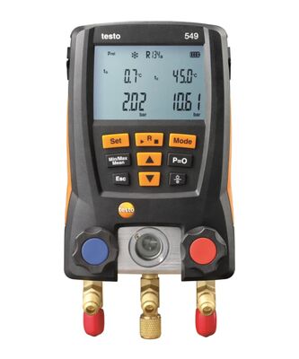Testo 549 Digital Manifold with Robust 2-Way Valve Block, Illuminated Display, and IP 42 Protection