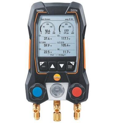 Testo 550s Intelligent Digital Refrigerant Meter with Double Way Valve Group