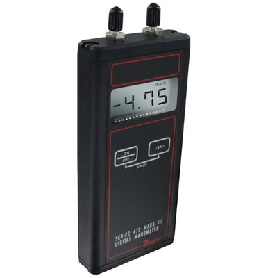 Dwyer 475-000-FM Handheld Digital Manometer with 0-1.000" w.c. Range ±0.5% Accuracy and LCD Display