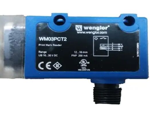 W Wenglor - WM03PCT2 PRINT MARK SENSOR, 12-18MM RANGE, PNP NO NC, M12 CONNECTOR, BIAŁE ŚWIATLO, 1,5x2,5 SPOT, 10-30VDC